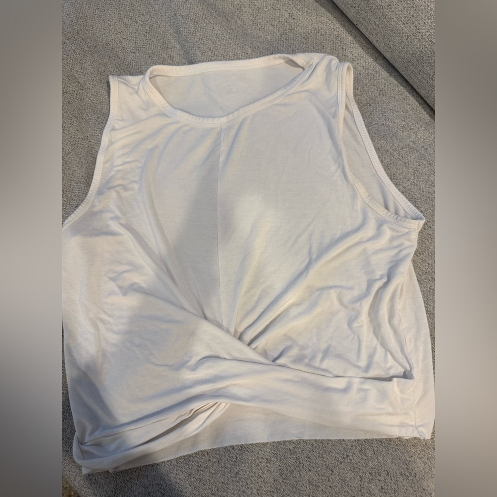 ALO White Sleeveless Crop Top